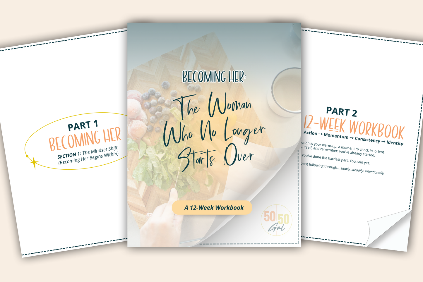 Becoming Her: The Woman Who No Longer Starts Over Workbook 5050 Gal 50 50 plate 50/50 bowl starch solution McDougall Program 5050 diet wfpb vegan plant based  fullandfulfilled